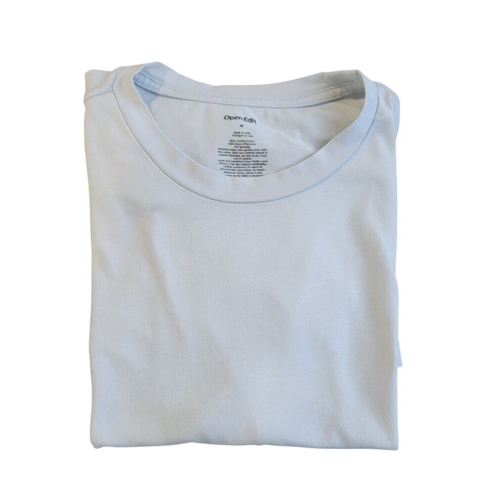 Open Edit Men's Short Sleeve Light Blue T Shirt Size M